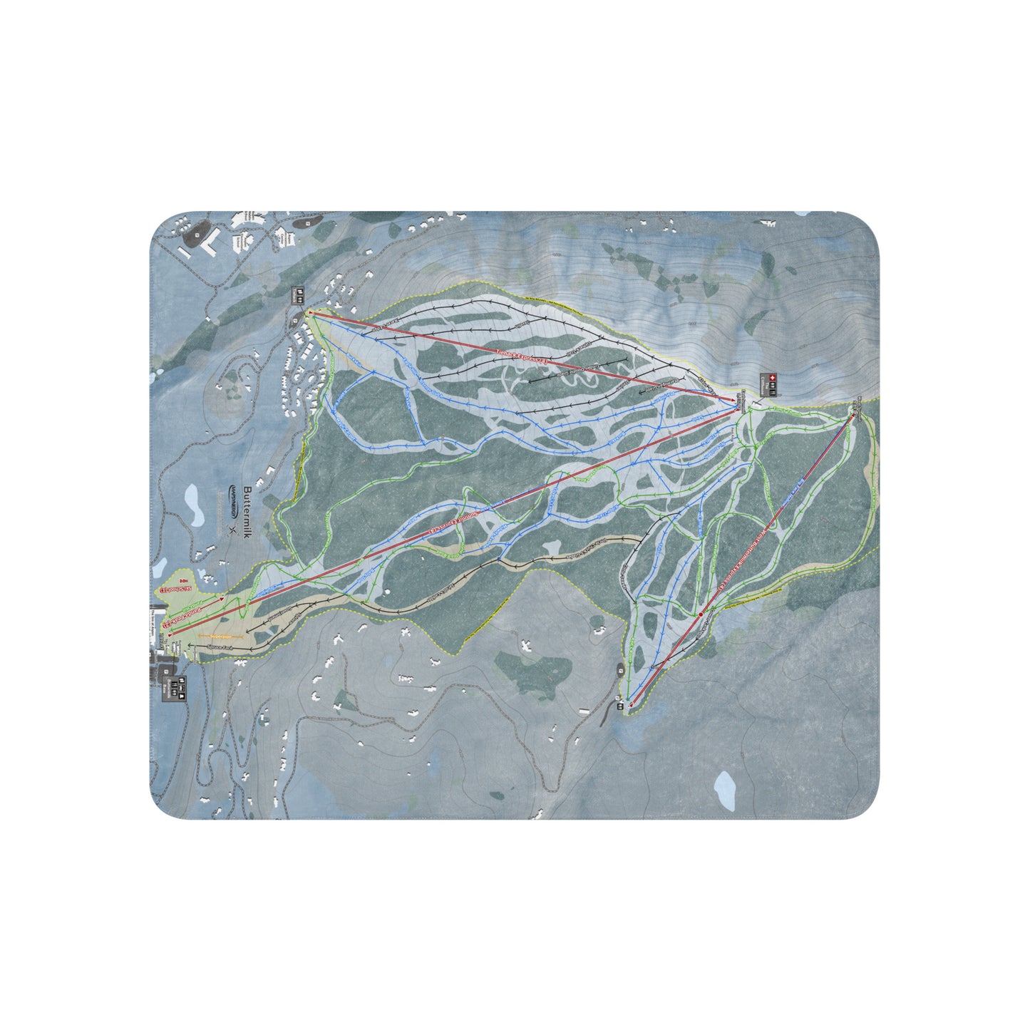 Buttermilk, Colorado Ski Resort Map Blanket - Powderaddicts