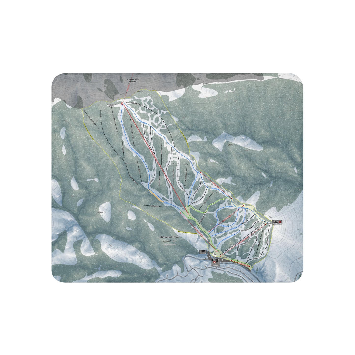 Diamond Peak, Nevada Ski Resort Map Blanket - Powderaddicts