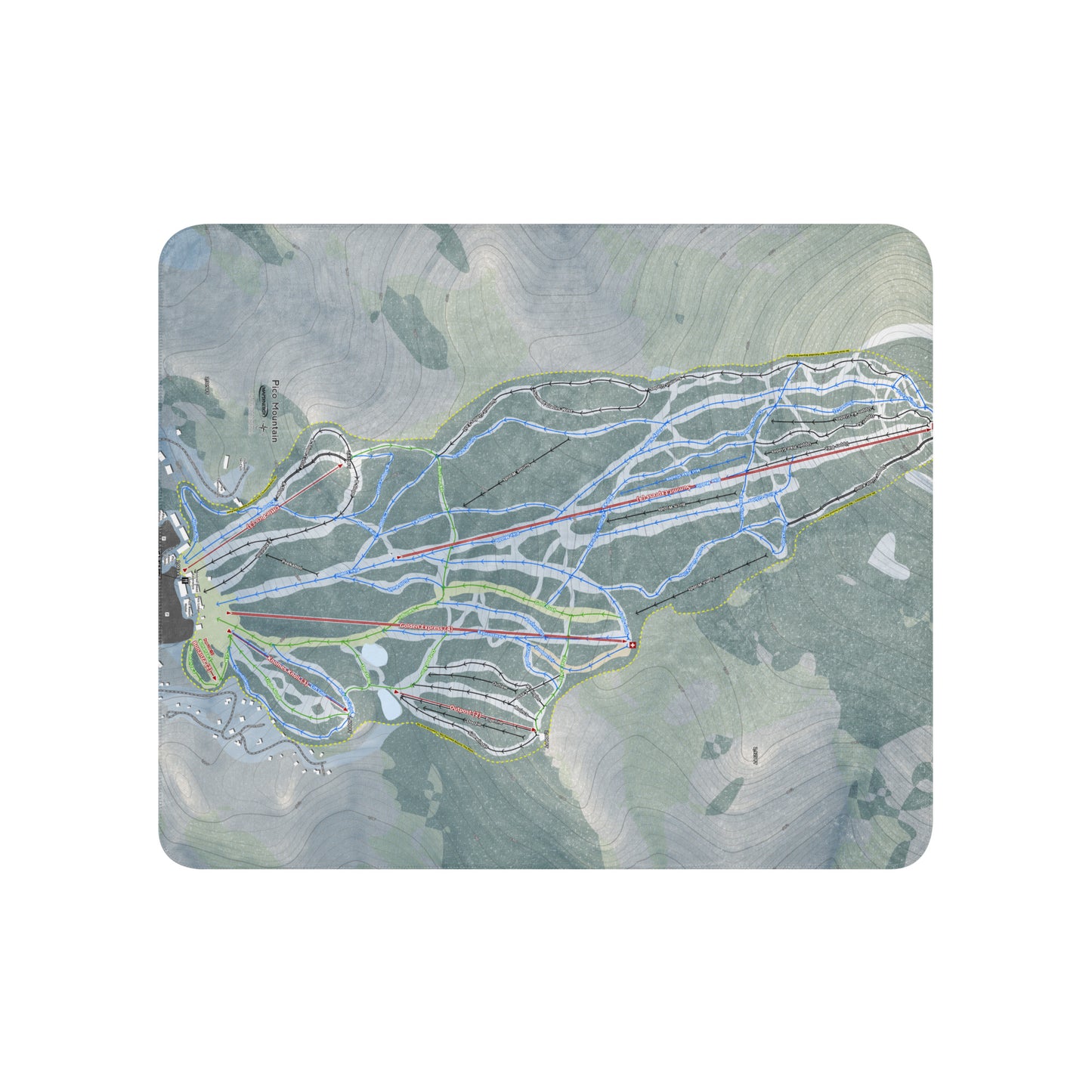 Pico Mountain, Vermont Ski resort Map Blanket - Powderaddicts