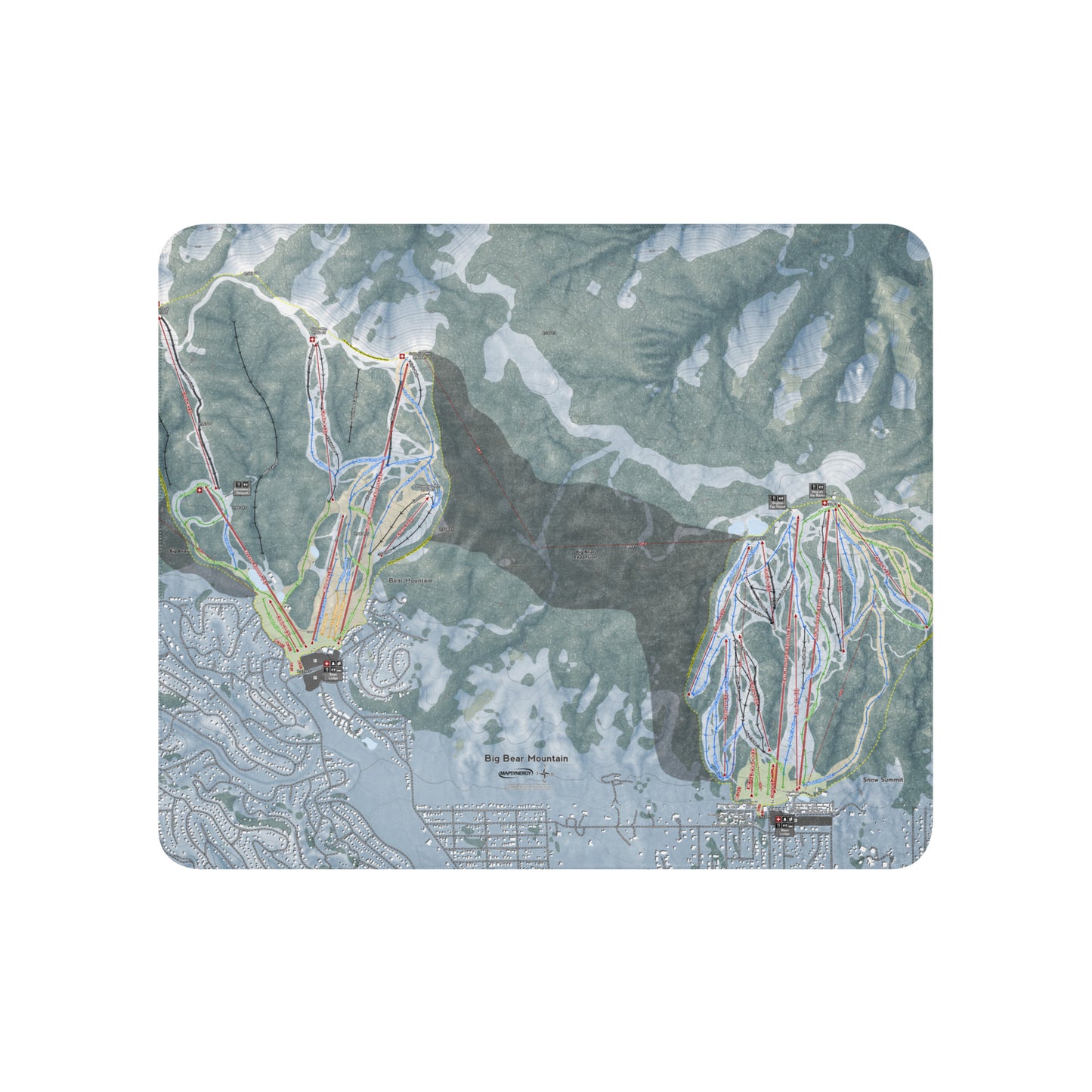 Big Bear Mountain, California Ski Resort Map Blanket - Powderaddicts