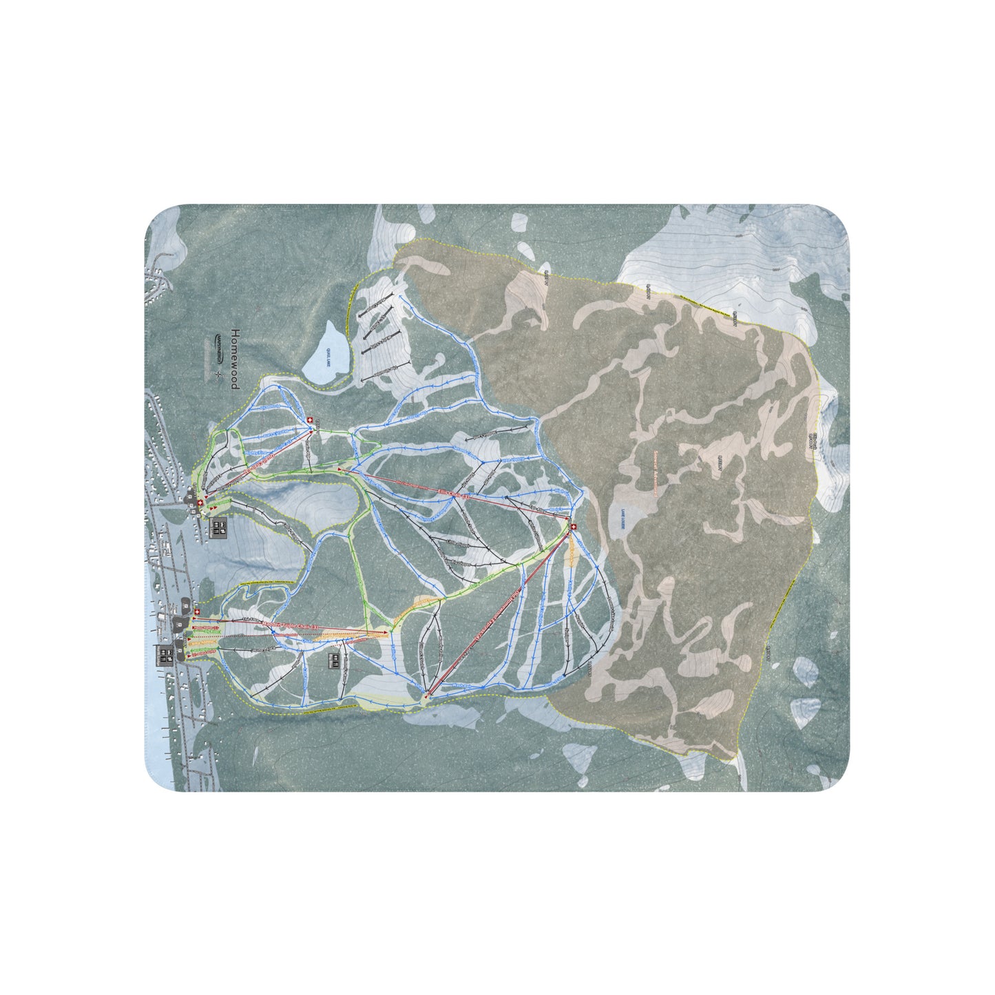 Homewood, California Ski Resort Map Blanket - Powderaddicts