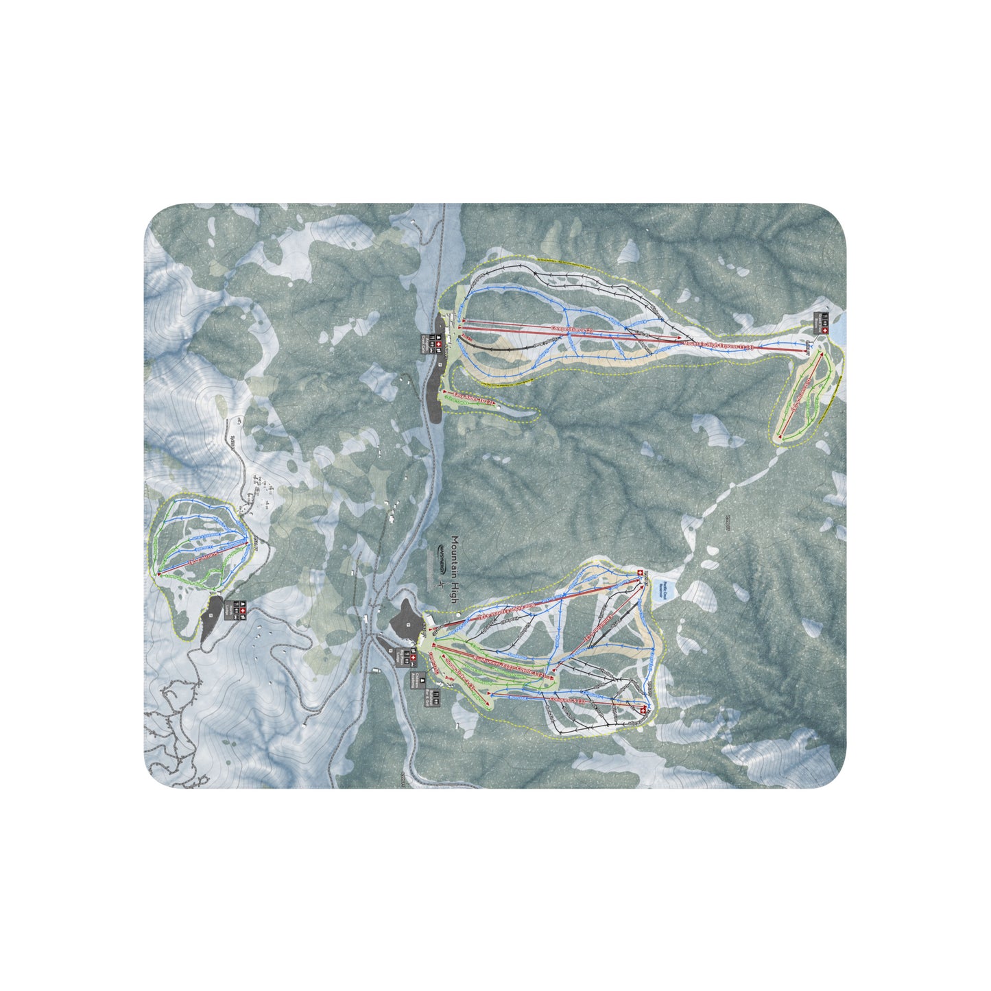 Mountain High, California Ski Resort Map Blanket - Powderaddicts