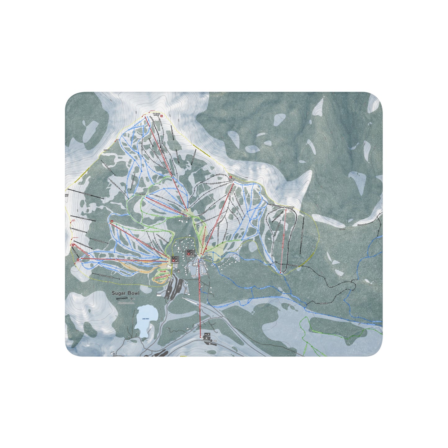 Sugar Bowl, California Ski Resort Map Blanket - Powderaddicts