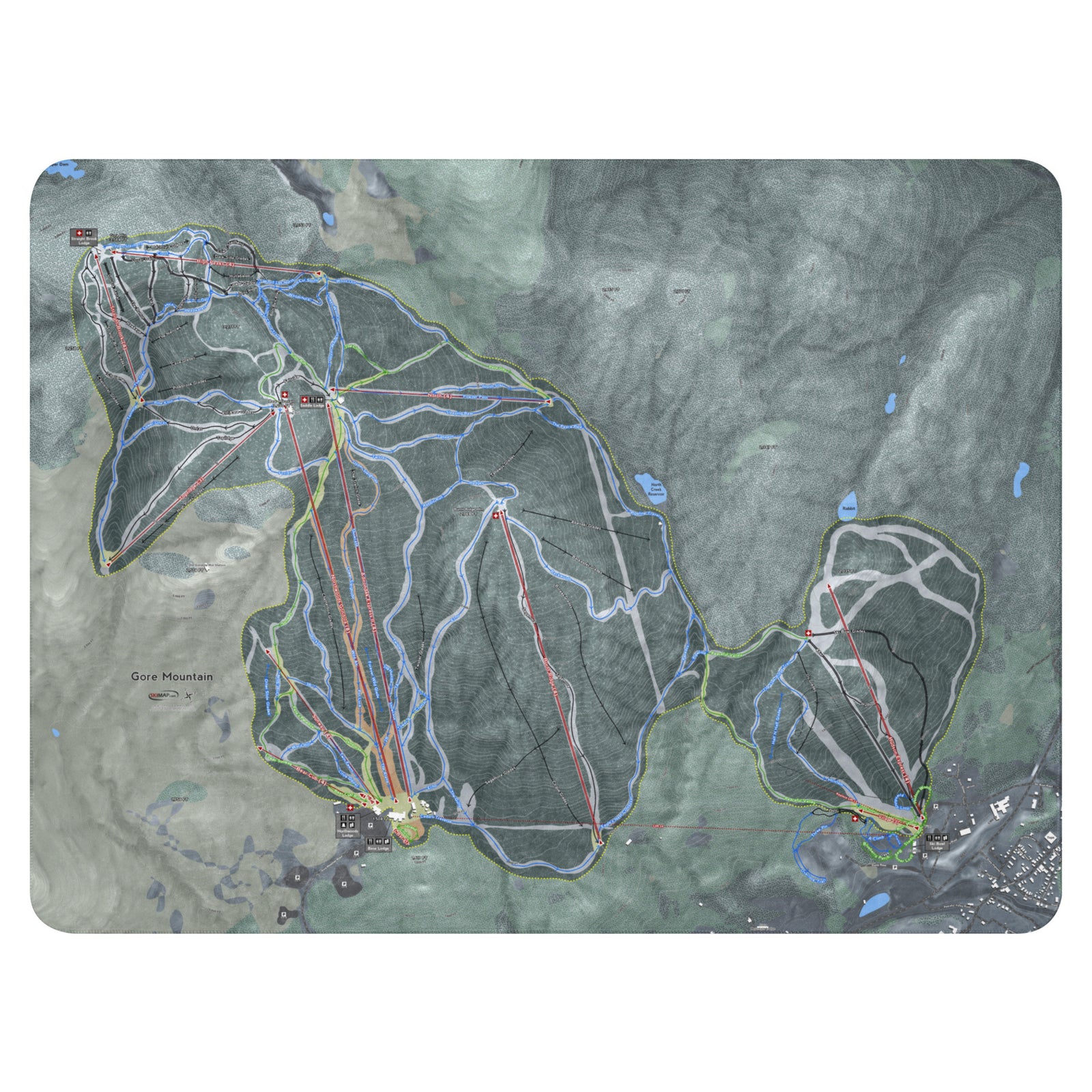 GORE MOUNTAIN, NEW YORK SKI RESORT MAP BLANKET