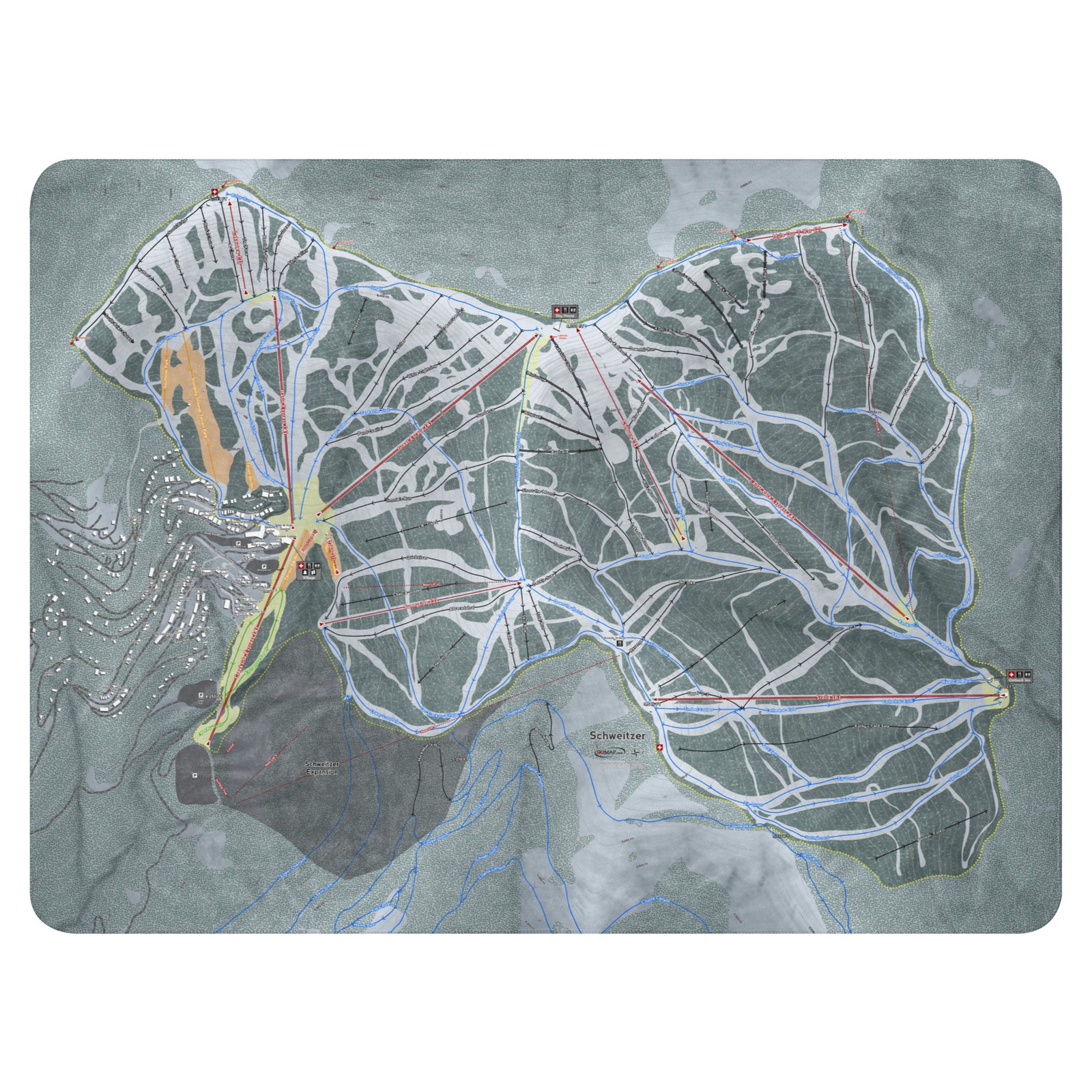 SCHWEITZER, IDAHO SKI RESORT MAP BLANKET - Powderaddicts