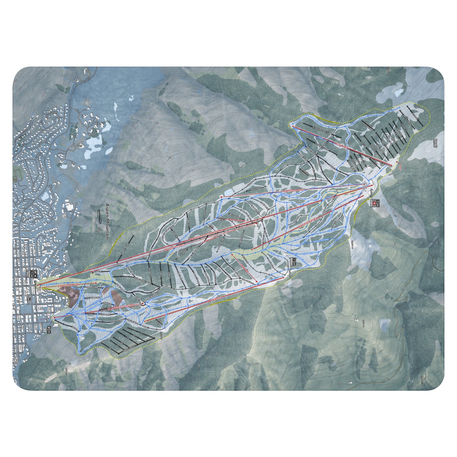 Aspen Mountain, Colorado Ski Resort Map Blanket