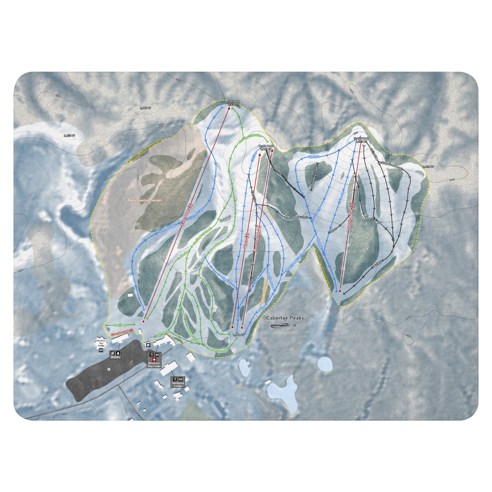 Caberfae Peaks, Michigan Ski Resort Map Blanket