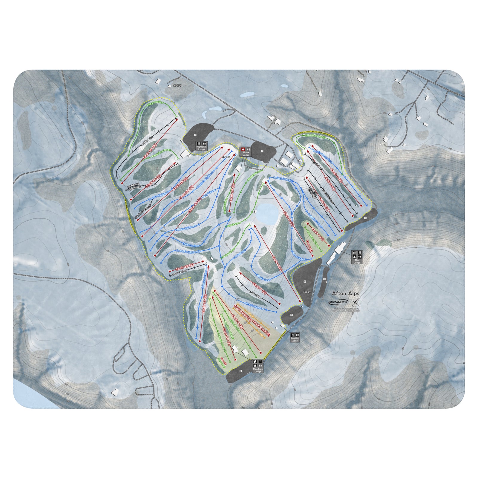 Afton Alps, Minnesota Ski Resort Map Blanket