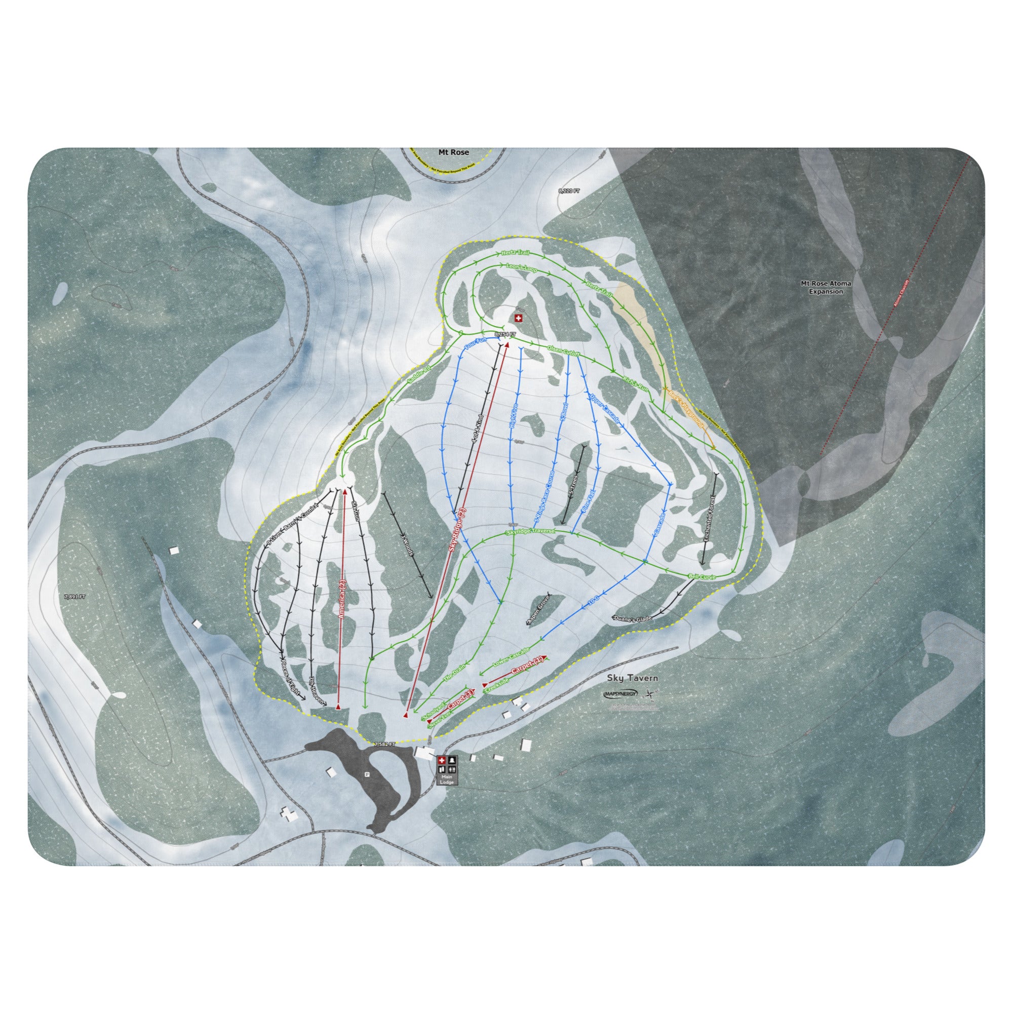 Sky Tavern, Nevada Ski Resort Map Blanket trail map