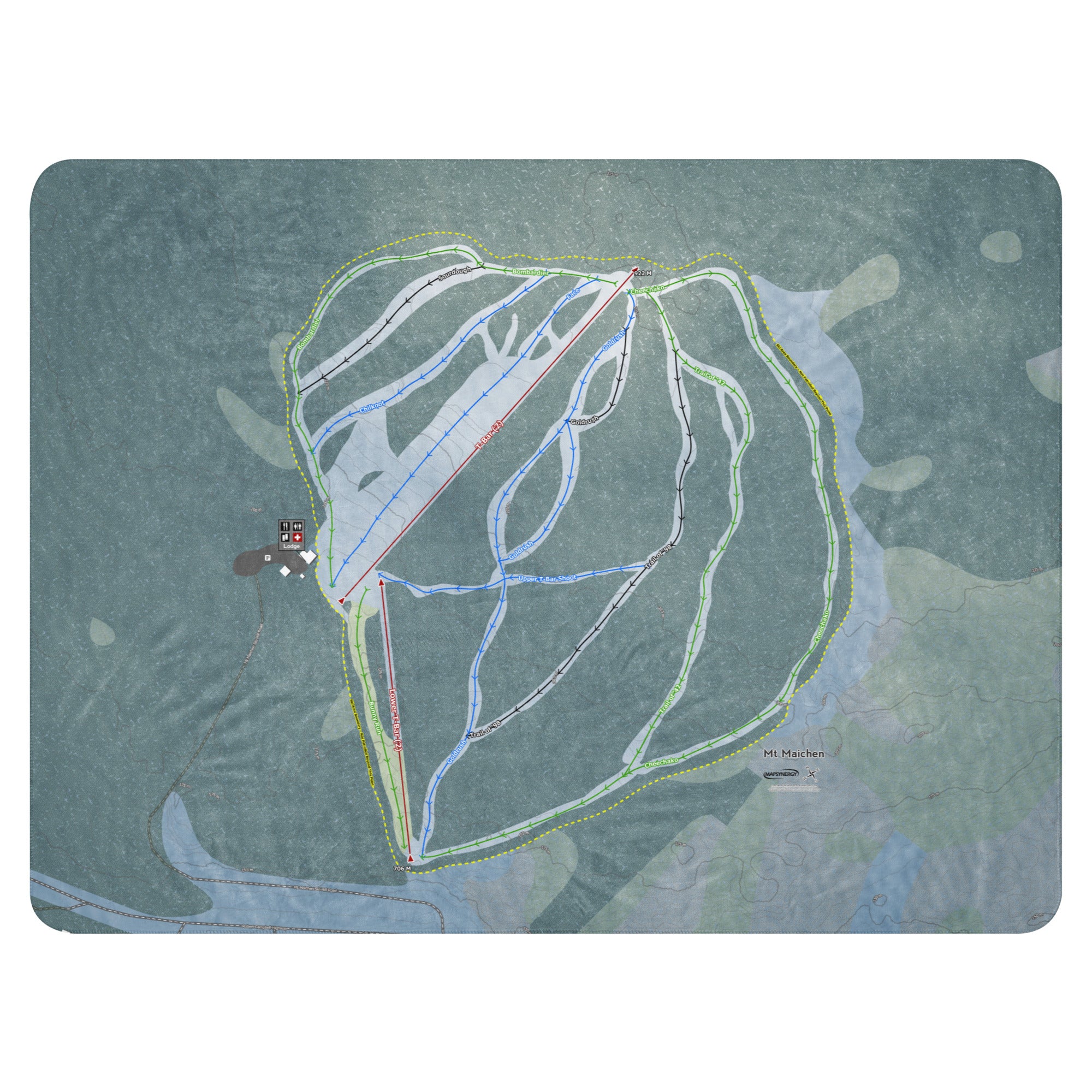 Mt Maichen, Yukon Territory Ski Resort Map Blanket trail map