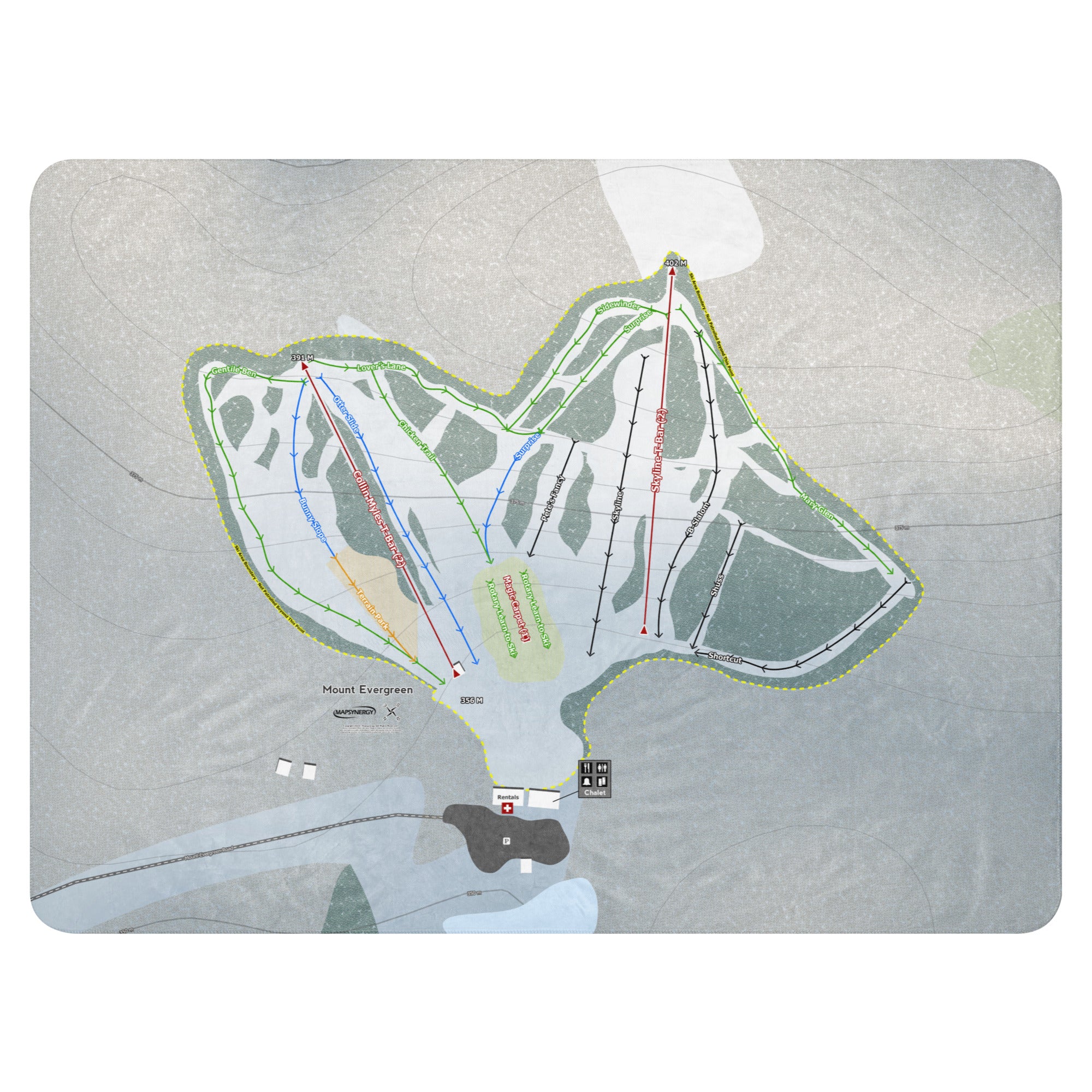 Mount Evergreen, Ontario Ski Resort Map Blanket trail map