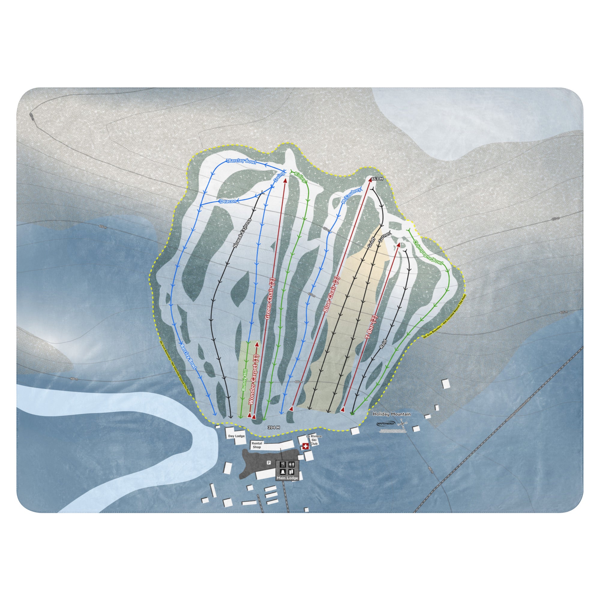 Holiday Mountain, Manitoba Ski Resort Map Blanket trail map