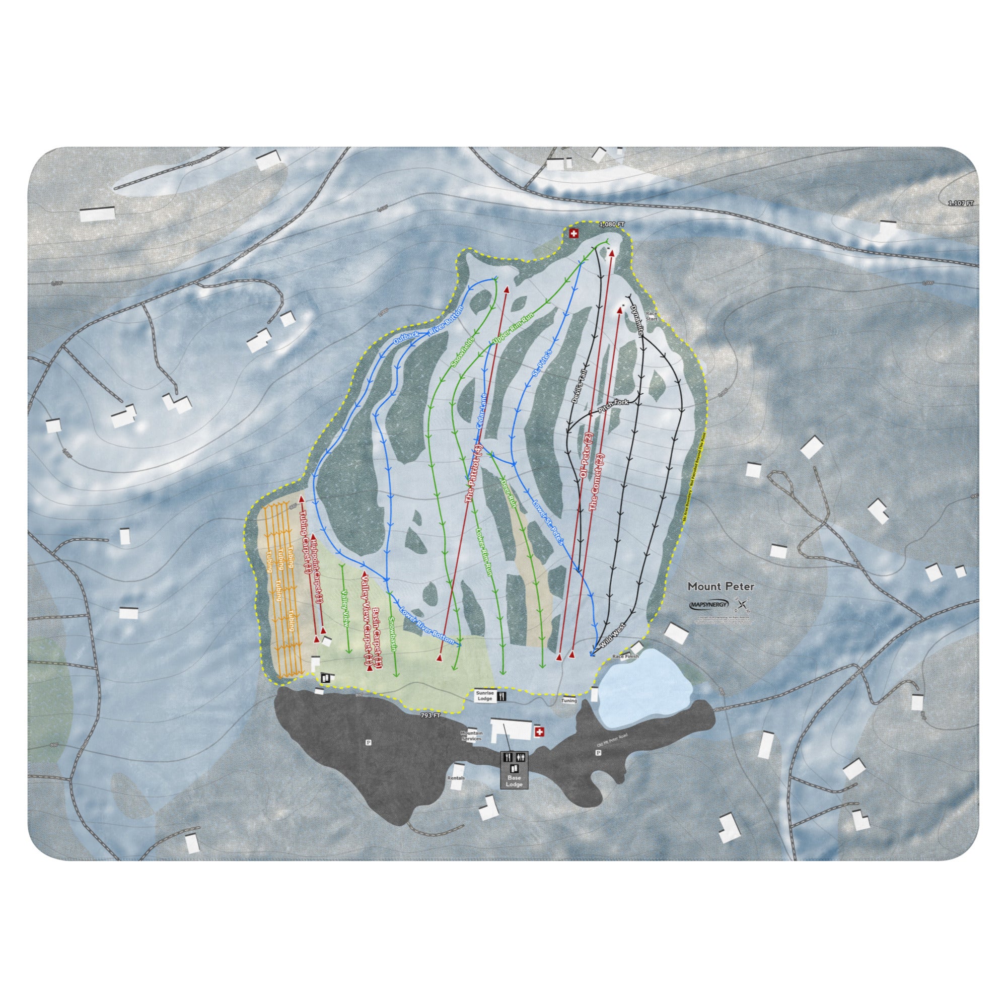 Mount Peter, New York Ski Resort Map Blanket trail map
