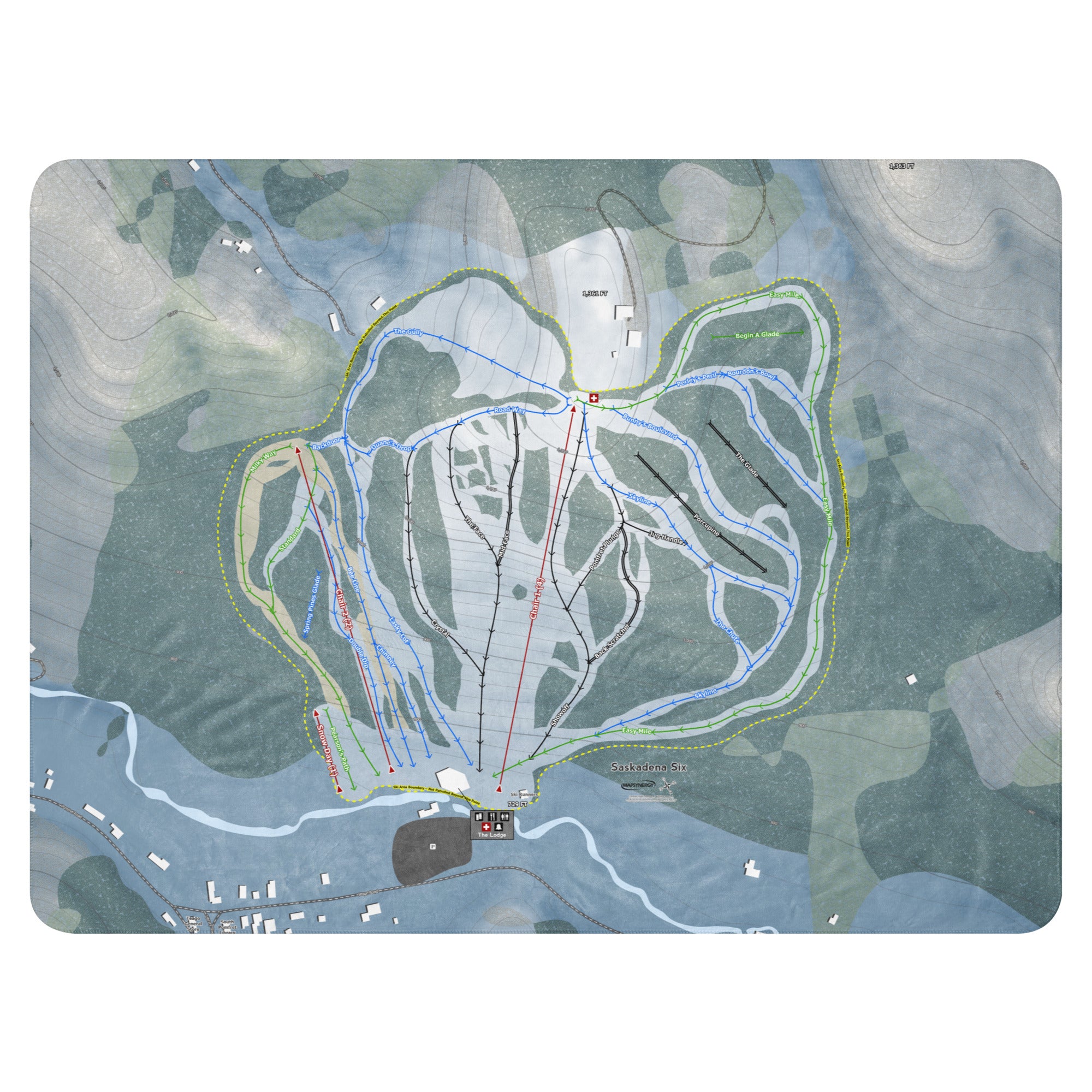 Saskadena Six, Vermont Ski Resort Map Blanket trail map