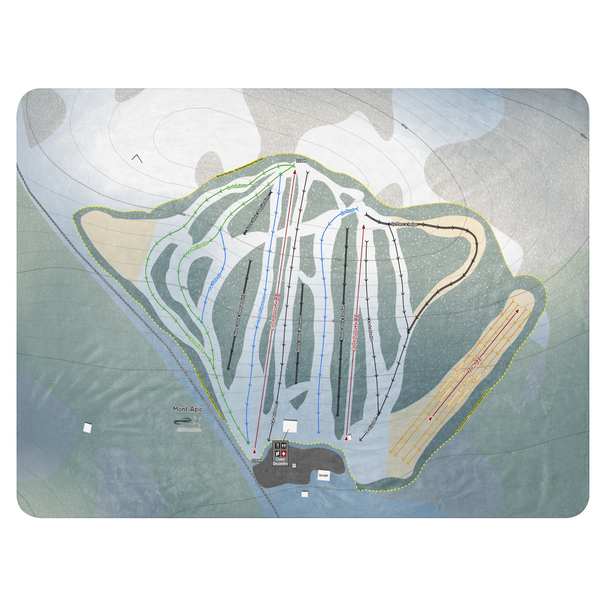 Mont Apic, Quebec Ski Resort Map Blanket trail map
