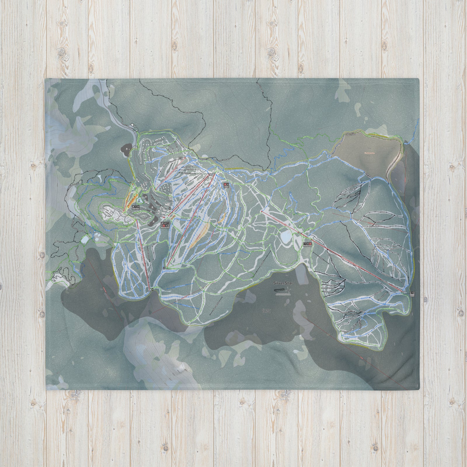 Silver Star, British Columbia Ski Resort Map Blanket - Powderaddicts