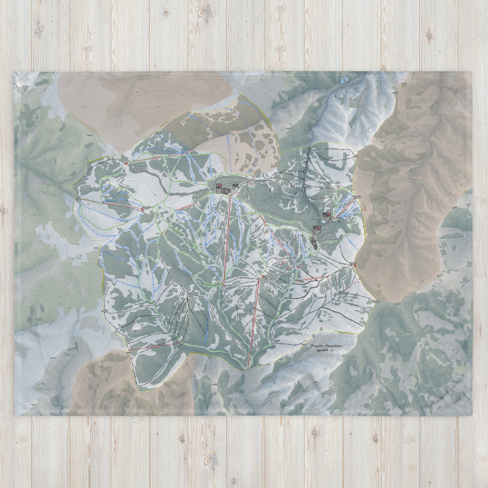 Powder Mountain, Utah Ski Resort Map blanket - Powderaddicts