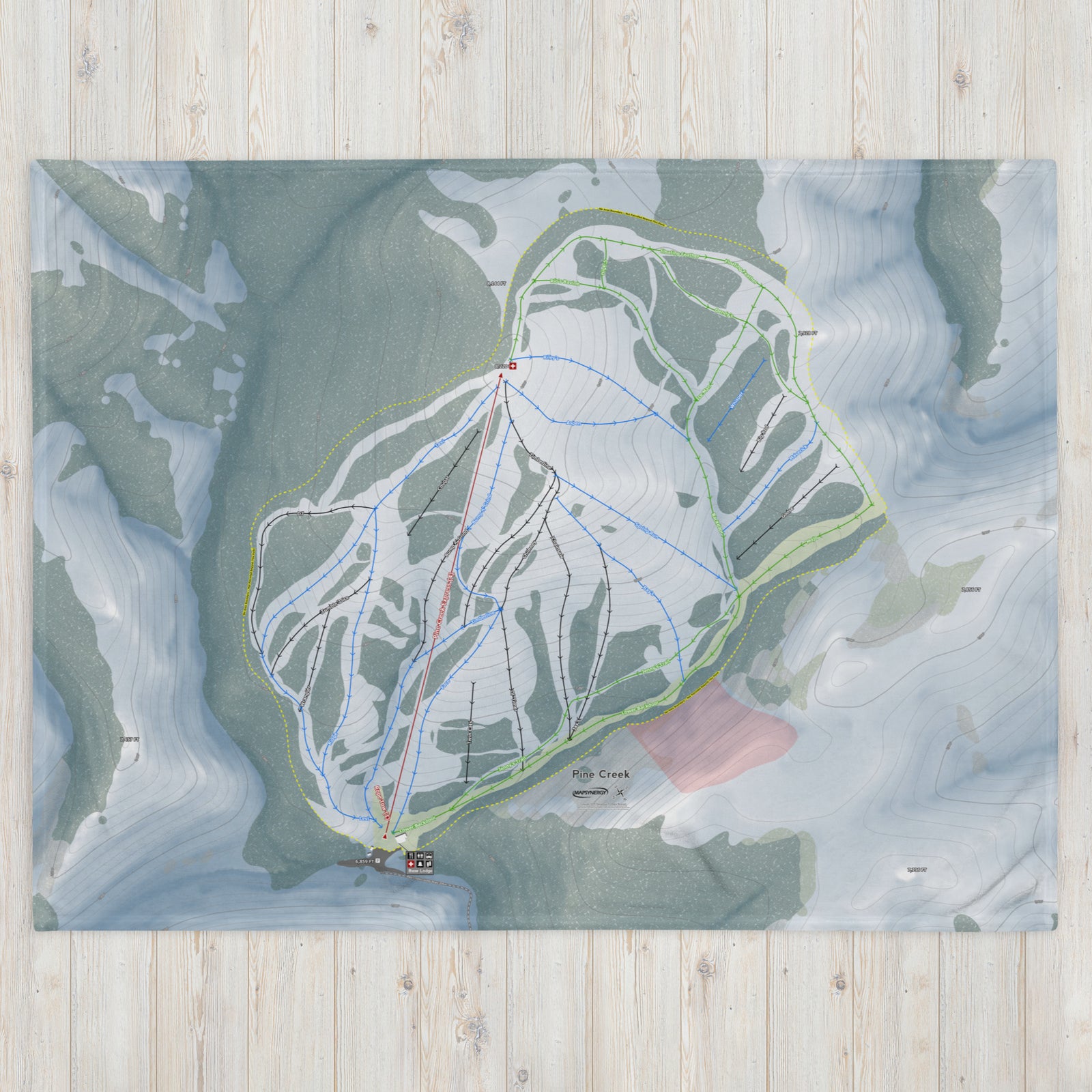 Pine Creek, Wyoming Ski Resort Map Blanket