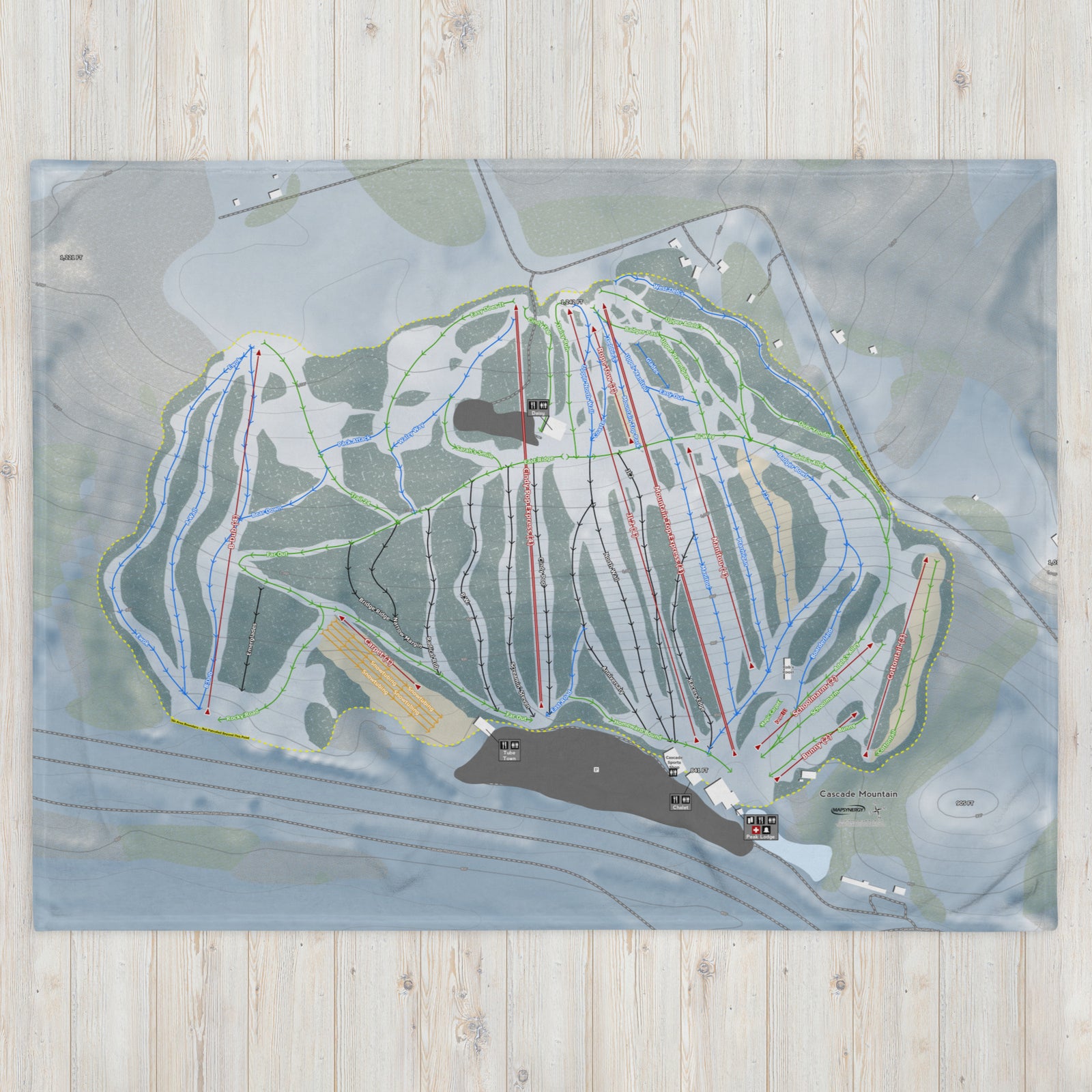 Cascade Mountain, Wisconsin Ski Resort Map Blanket