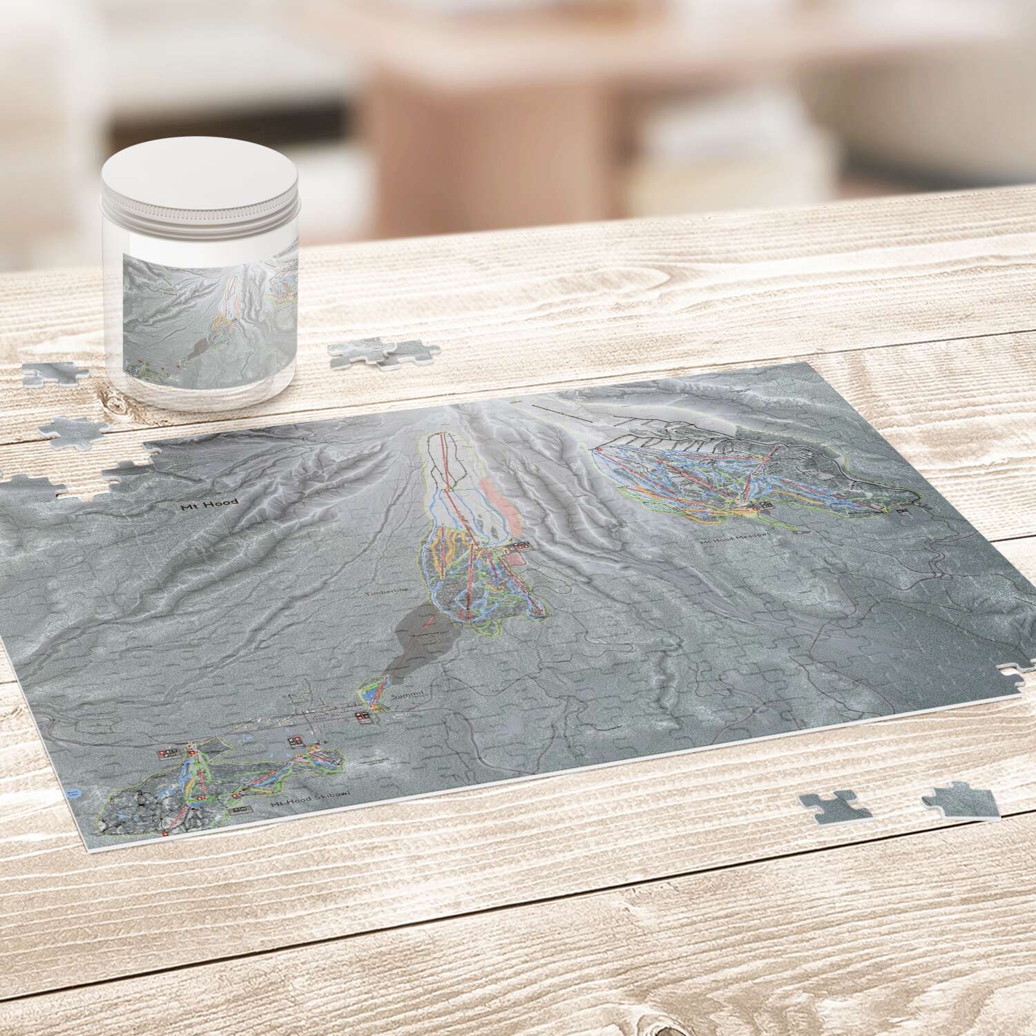 Mt Hood Oregon Ski Trail Map Puzzle - Powderaddicts