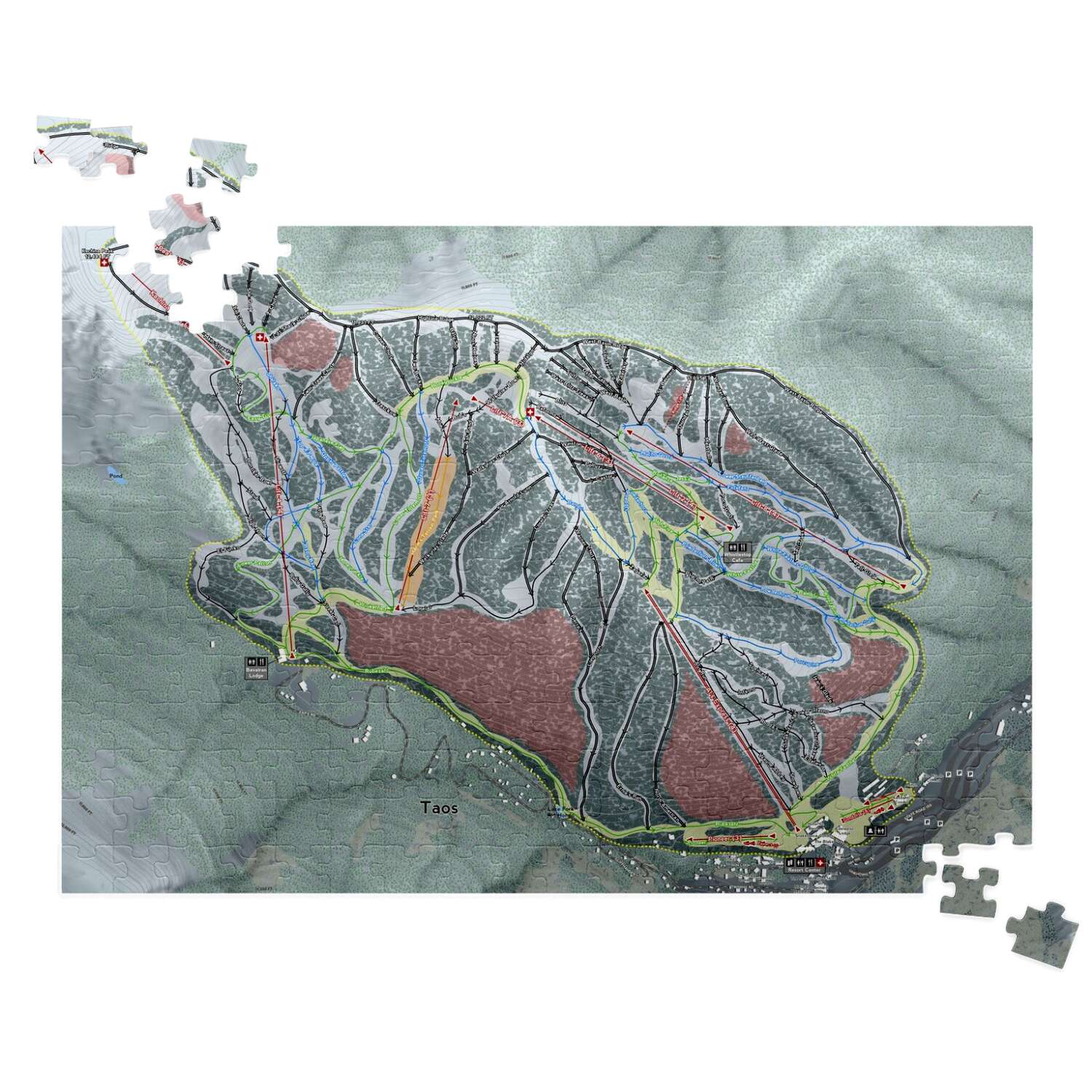 Taos New Mexico Ski Trail Map Puzzle - Powderaddicts