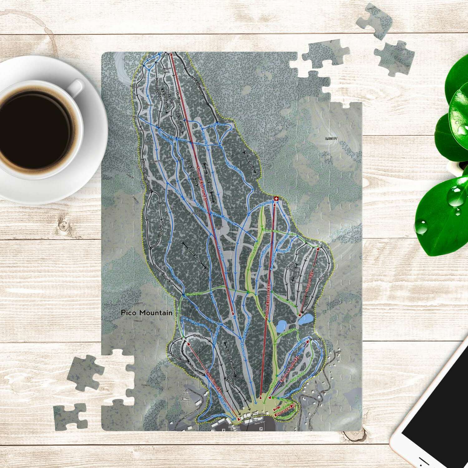 Pico Mountain, Vermont Ski Trail Map Puzzle - Powderaddicts