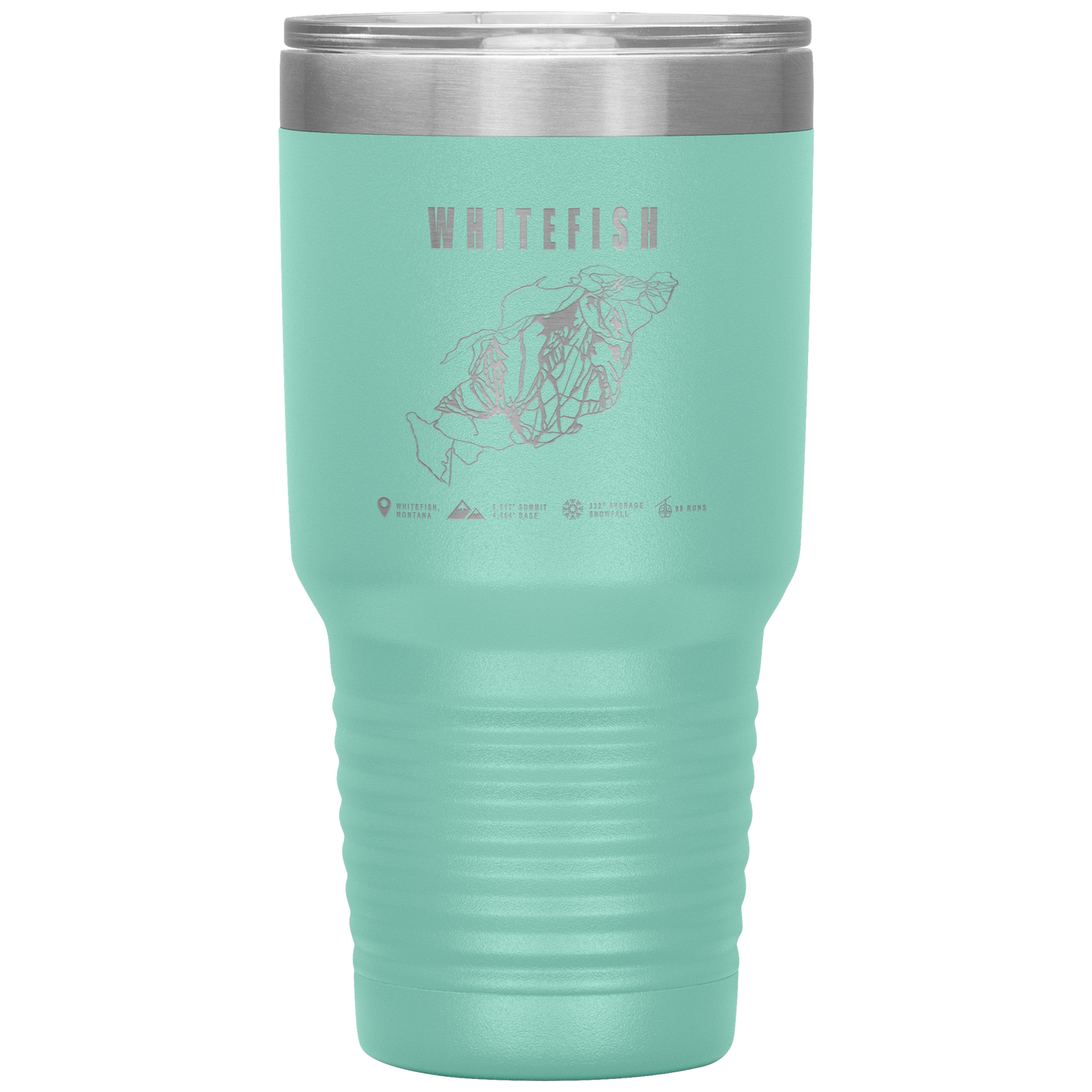 Whitefish Montana Ski Trail Map 30oz Tumbler - Powderaddicts