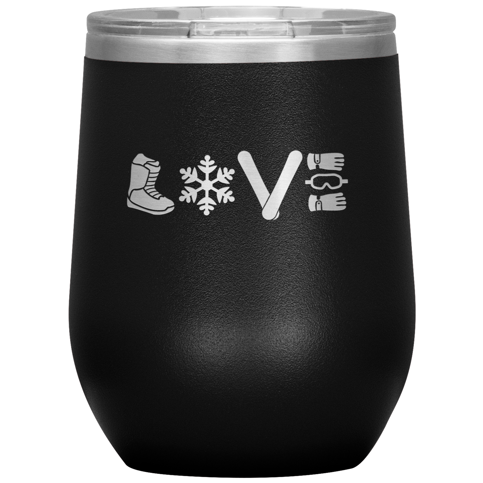 Love Snowboard Symbols Wine 12oz Tumbler - Powderaddicts
