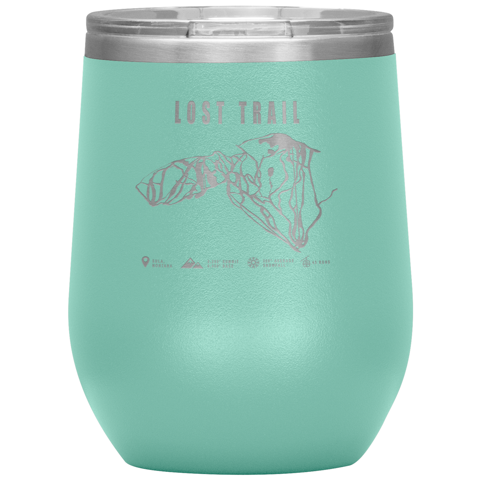Lost Trail Montana Ski Trail Map Wine 12oz Tumbler - Powderaddicts