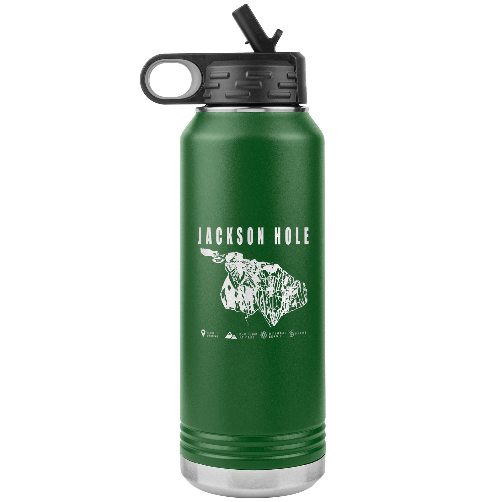 Jackson Hole Wyoming Ski Trail Map 32oz Water Bottle Tumbler - Powderaddicts