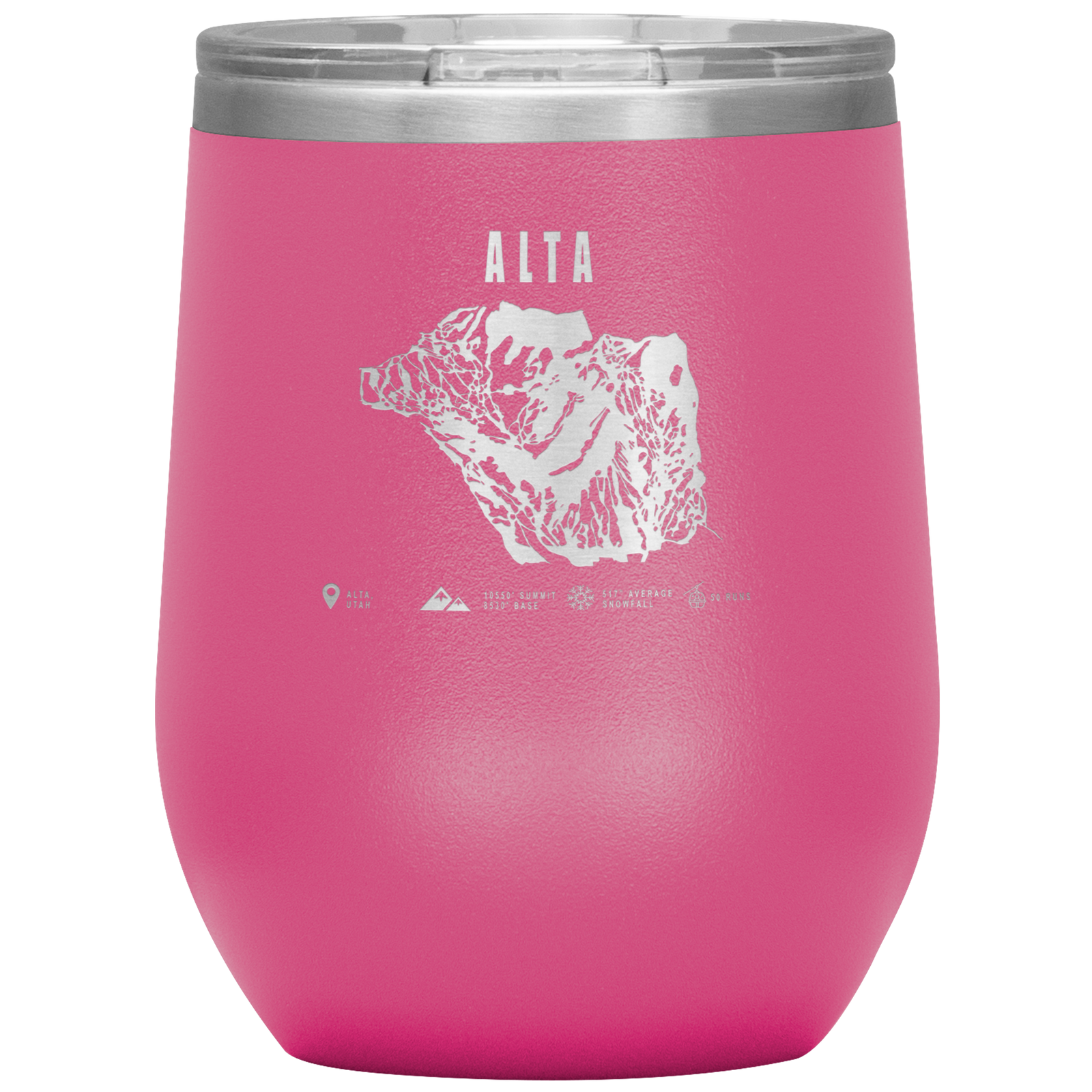 Alta,Utah Ski Trail Map Wine 12oz Tumbler - Powderaddicts