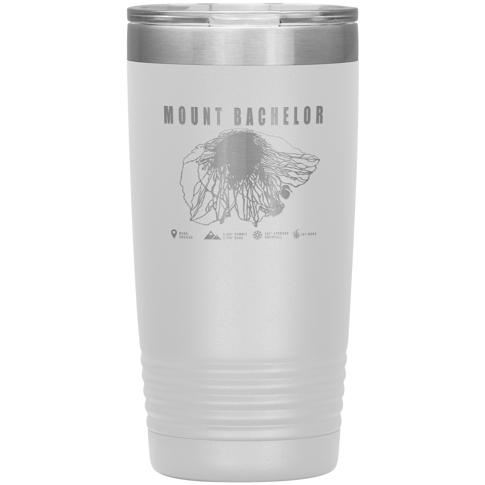 Mount Bachelor, Oregon Ski Trail Map 20oz Tumbler - Powderaddicts