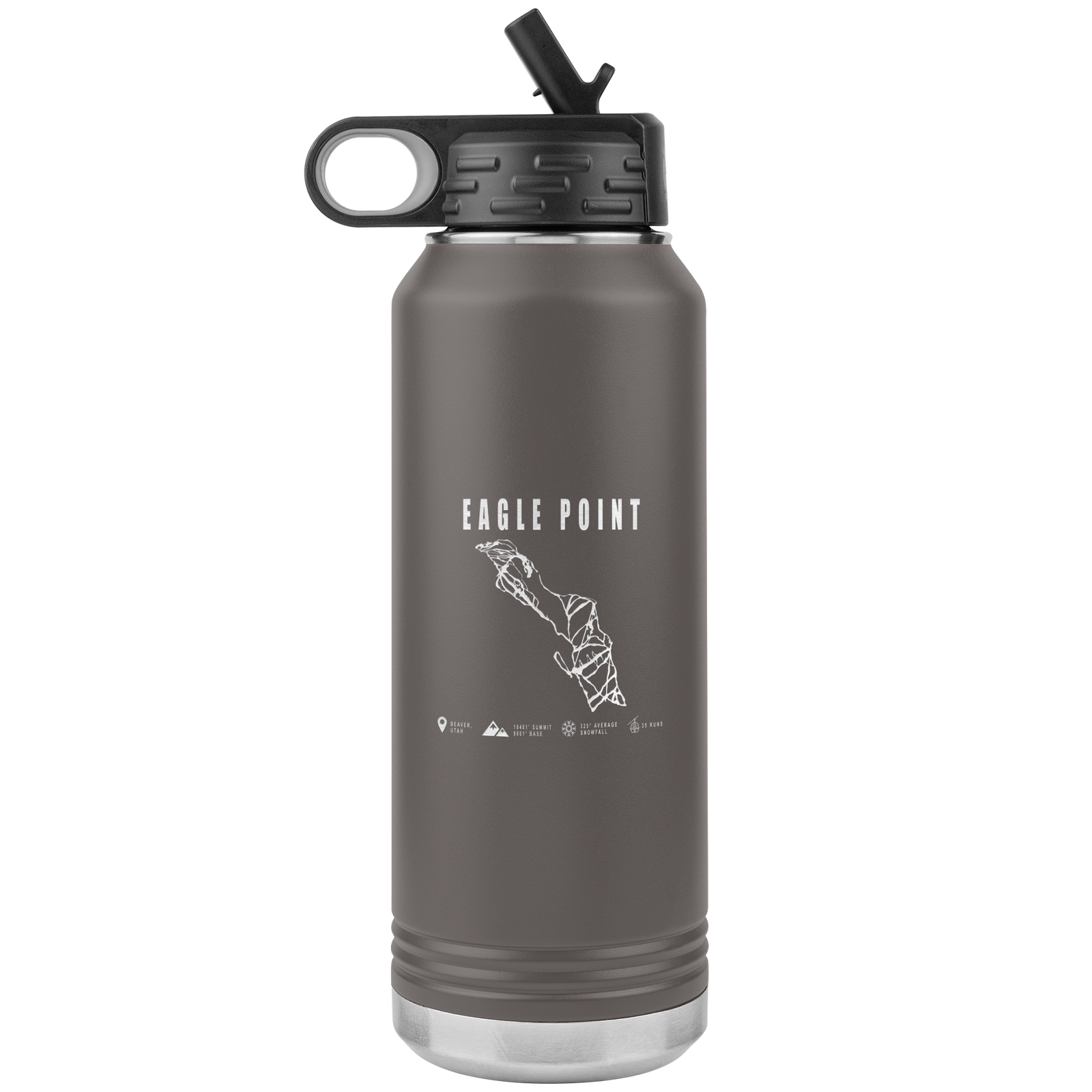 Eagle Point,Utah Ski Trail Map 32oz Water Bottle Tumbler - Powderaddicts