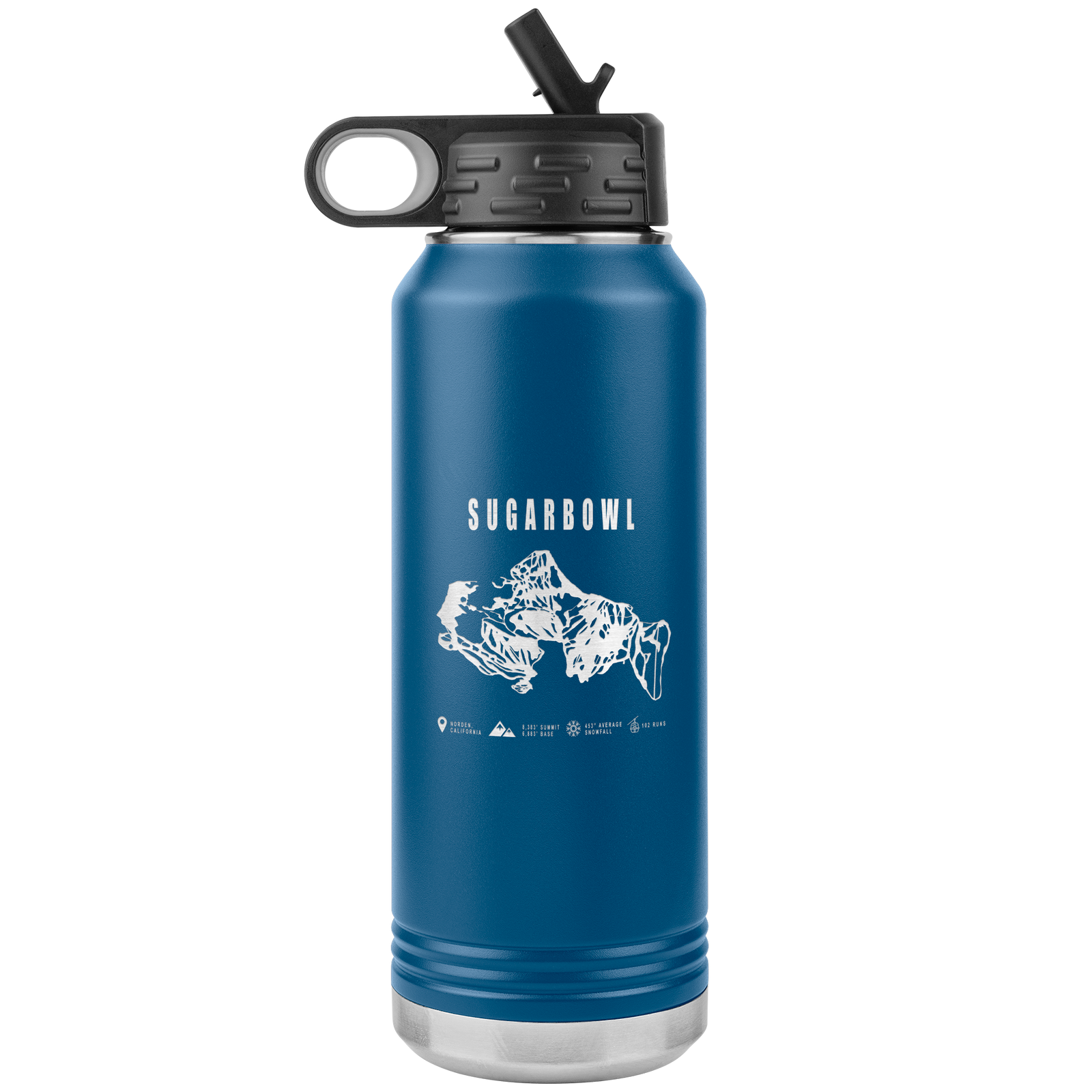 Sugarbowl, California Ski Trail Map 32oz Water Bottle Tumbler - Powderaddicts