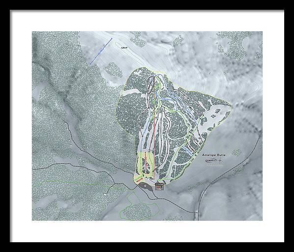 Antelope Butte Ski Trail Map - Framed Print - Powderaddicts