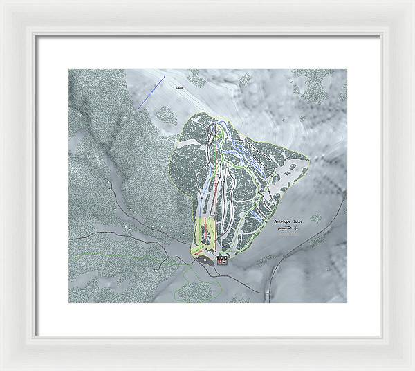 Antelope Butte Ski Trail Map - Framed Print - Powderaddicts