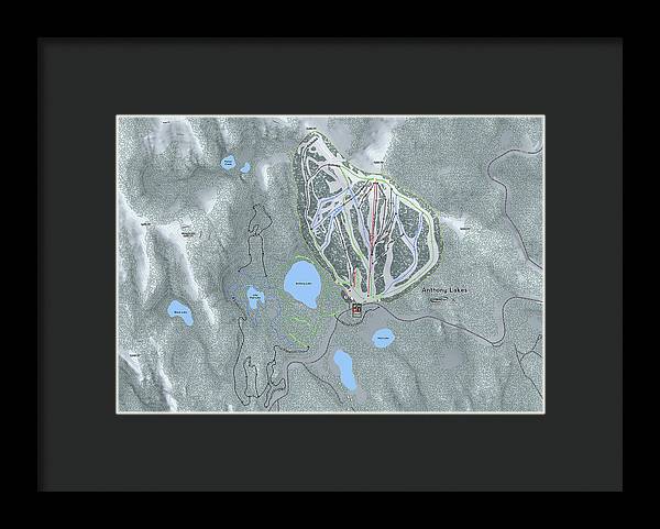 Anthony Lakes Ski Trail Map - Framed Print - Powderaddicts