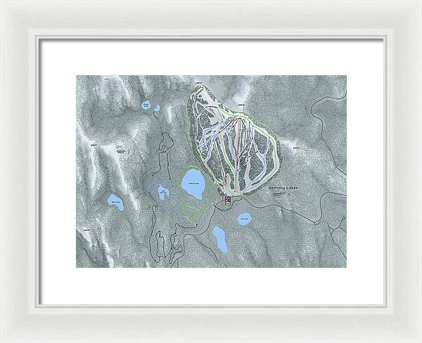 Anthony Lakes Ski Trail Map - Framed Print - Powderaddicts