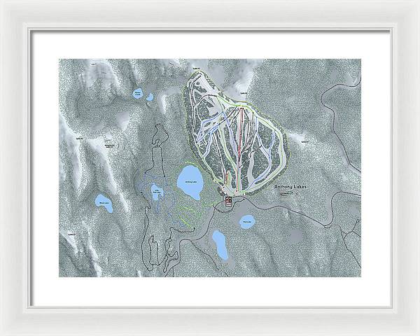 Anthony Lakes Ski Trail Map - Framed Print - Powderaddicts