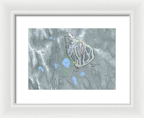 Anthony Lakes Ski Trail Map - Framed Print - Powderaddicts