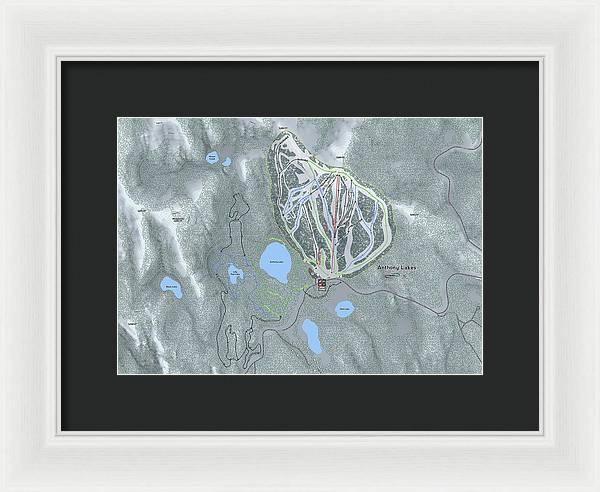 Anthony Lakes Ski Trail Map - Framed Print - Powderaddicts