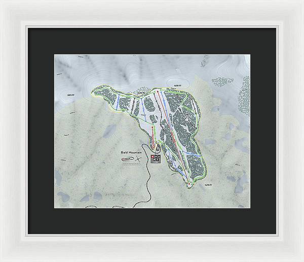 Bald Mountain Ski Trail Map - Framed Print - Powderaddicts