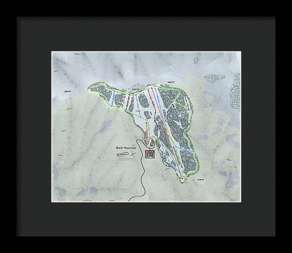 Bald Mountain Ski Trail Map - Framed Print - Powderaddicts