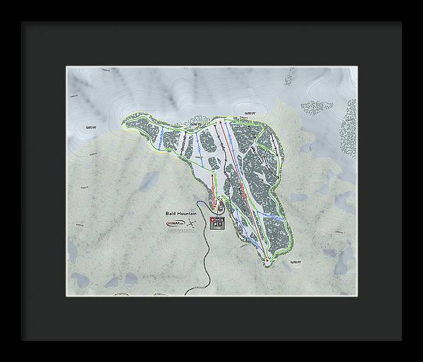 Bald Mountain Ski Trail Map - Framed Print - Powderaddicts