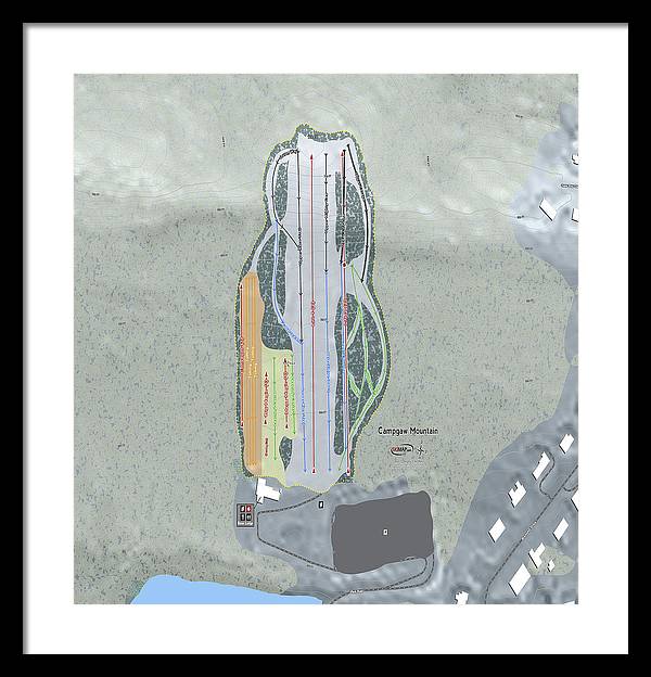 Campgaw Mountain Ski Trail Map - Framed Print - Powderaddicts