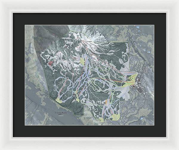 Crested Butte Ski Trail Map - Framed Print - Powderaddicts