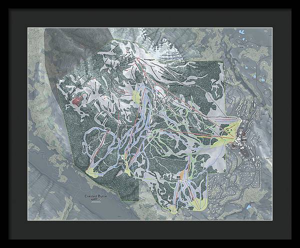 Crested Butte Ski Trail Map - Framed Print - Powderaddicts