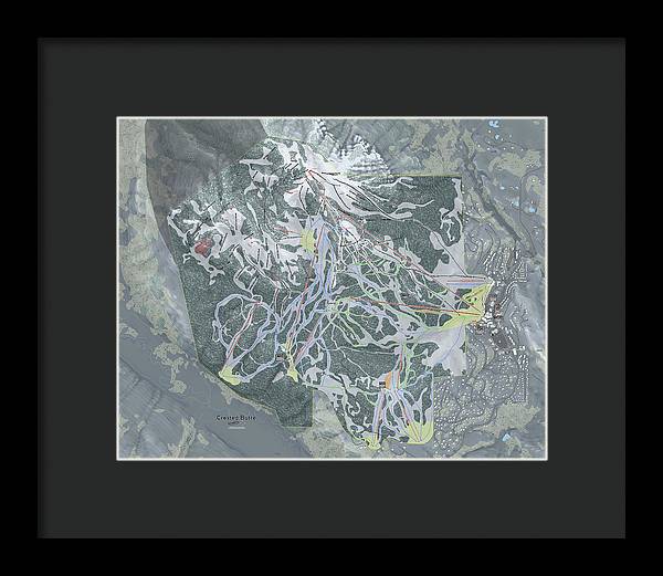 Crested Butte Ski Trail Map - Framed Print - Powderaddicts