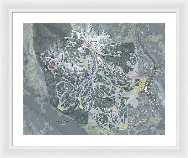 Crested Butte Ski Trail Map - Framed Print - Powderaddicts