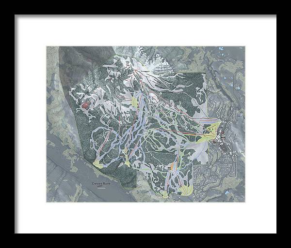 Crested Butte Ski Trail Map - Framed Print - Powderaddicts